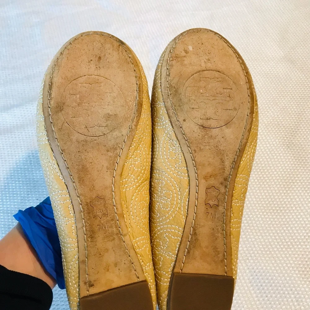Tory Burch Tan Flats with Bow and Metallic‎ Charm